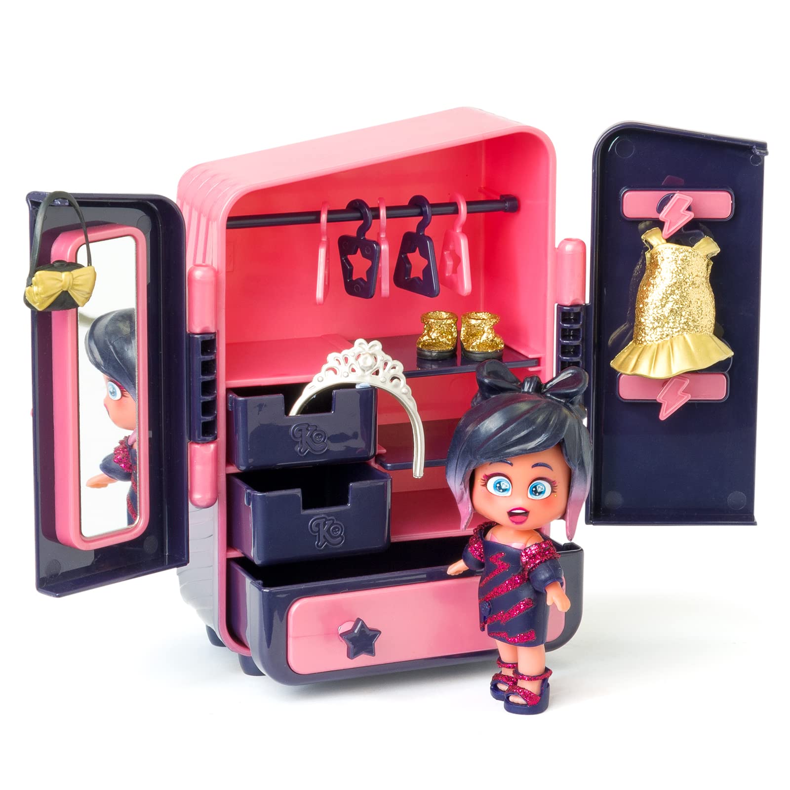Ava’s Wardrobe – Wardrobe with more than 18 fashion accessories and exclusive doll with 3 funny expressions. Includes 2 outfits, accessories and shoes, hangers, drawers and 3 stickers