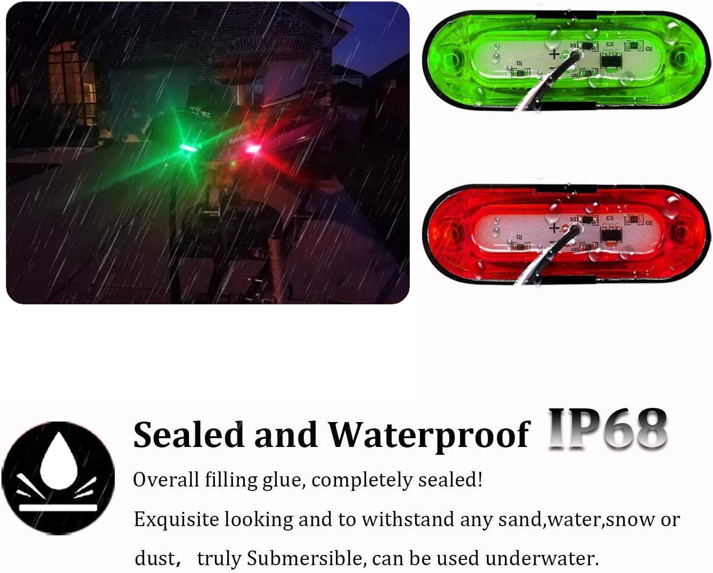 PSEQT Boat Navigation Lights Bow Stern Red Green Marine Led Strip for Yacht Kayak Fishing Pontoon Sailboat Bass Boat Vessel DC 12V-24V: Automotive