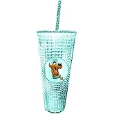 Spoontiques Diamond Tumbler, 20oz - Textured Cup w/Staw, Double Wall Insulated, BPA Free - Scooby Doo