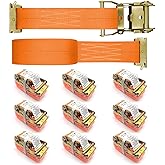 SALUINOKI 10Pack E Track 2 Ratchet Strap Etrack Van Strap Box Truck Straps Accessories Heavy Duty 12ft E Track Accessories 4400lbs Breaking Load, 2200 Working Load Orange