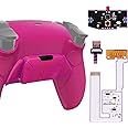 eXtremeRate Nova Pink Rubberized Grip Programable RISE4 V3 Remap Kit for PS5 Controller BDM-030 040 050 Models, Upgrade Board Redesigned Bottom Shell 4 Back Buttons Set for PS5 Controller