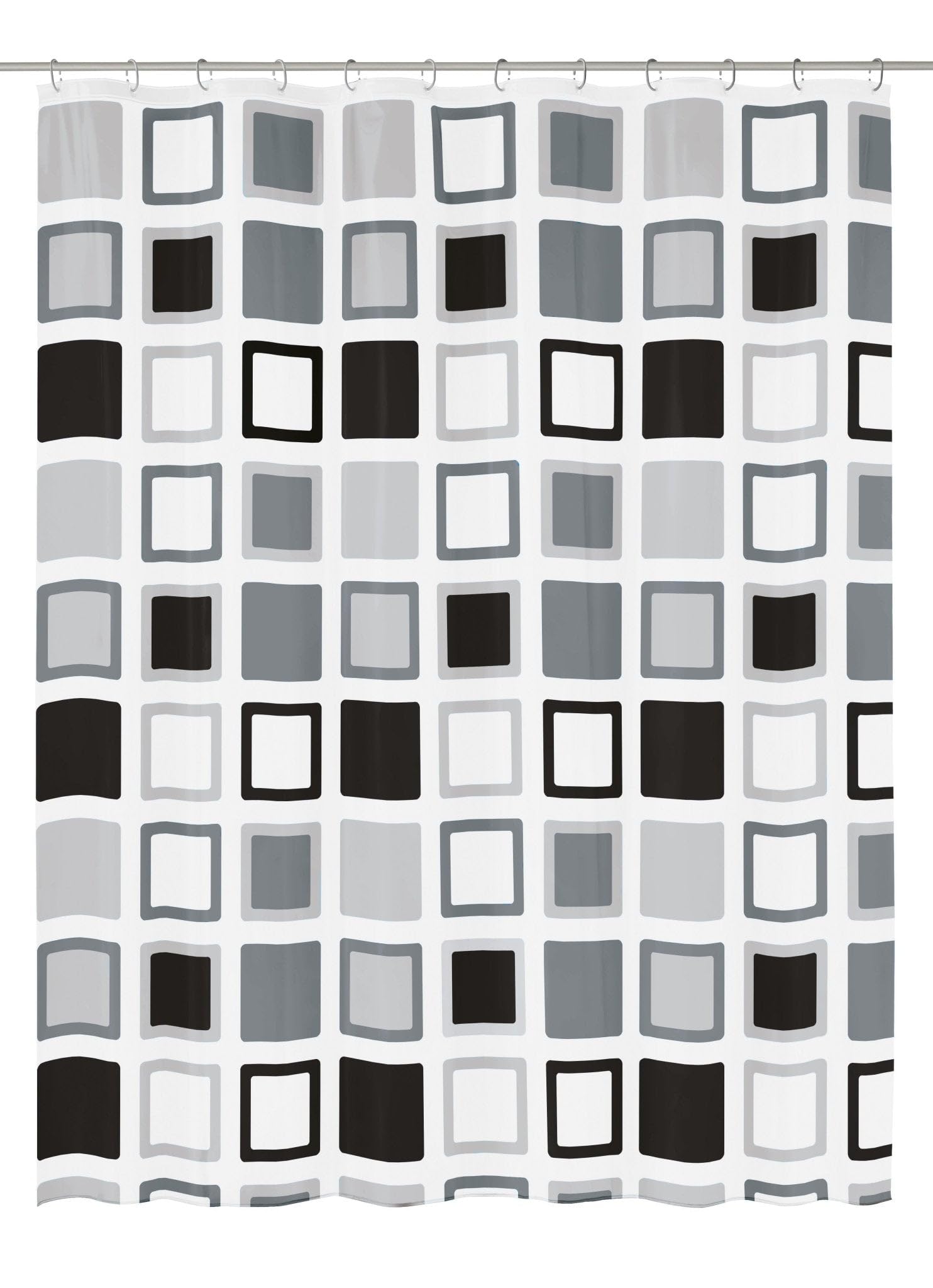 Kleine Wolke "Clipper Shower Curtain, 100% PEVA, Anthracite Grey, 200 x 120 x 0.02 cm