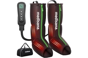 Medisana Leg Massagers with Heat and Compression, Leg Massager for Circulation and Pain Relief, Foot and Calf Massager Machine for Edema, Relax Recover-White Elephant Gifts for Dad Men Mom Women