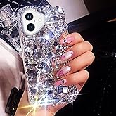 Bonitec Case for iPhone 16 Plus, Glitter Luxury 3D Diamond Phone Case, Cute Clear Sparkle Rhinestone Cover