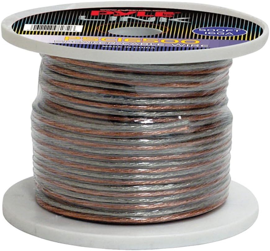 500ft 16 Gauge Speaker Wire - Copper Cable in Spool for Connecting Audio Stereo to Amplifier, Surround Sound System, TV Home Theater and Car Stereo - Pyle PSC16500