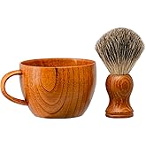 Grandslam Shaving Brush Set Pure Badger Hair Shaving Brush with Solid Wood Handle and Wooden Shaving Soap Bowl for Men Easy to Lather Fits Wet Shaving…