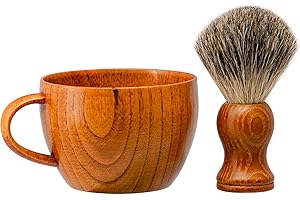 Grandslam Shaving Brush Set Pure Badger Hair Shaving Brush with Solid Wood Handle and Wooden Shaving Soap Bowl for Men Easy to Lather Fits Wet Shaving…