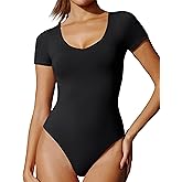 IUGA Bodysuits for Women Tummy Control Body Suits for Womens Compression Slimming Thong Bodysuit V Neck