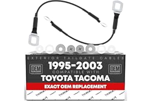 T1A Tailgate Support Cable Replacement Set, Rear Driver & Passenger Side - Compatible with 1995-2004 Toyota Tacoma - Tail Gate Support Cable Straps, Metal 14-9/16" Long - OEM 65770-04030, 38531