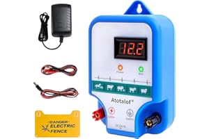ATOTALOF 10 Miles Electric Fence Charger Livestock - Low Impedance Electric Fence Controller 3 Joules Output, Electric Fence for Preventing Wild Animals Intruding