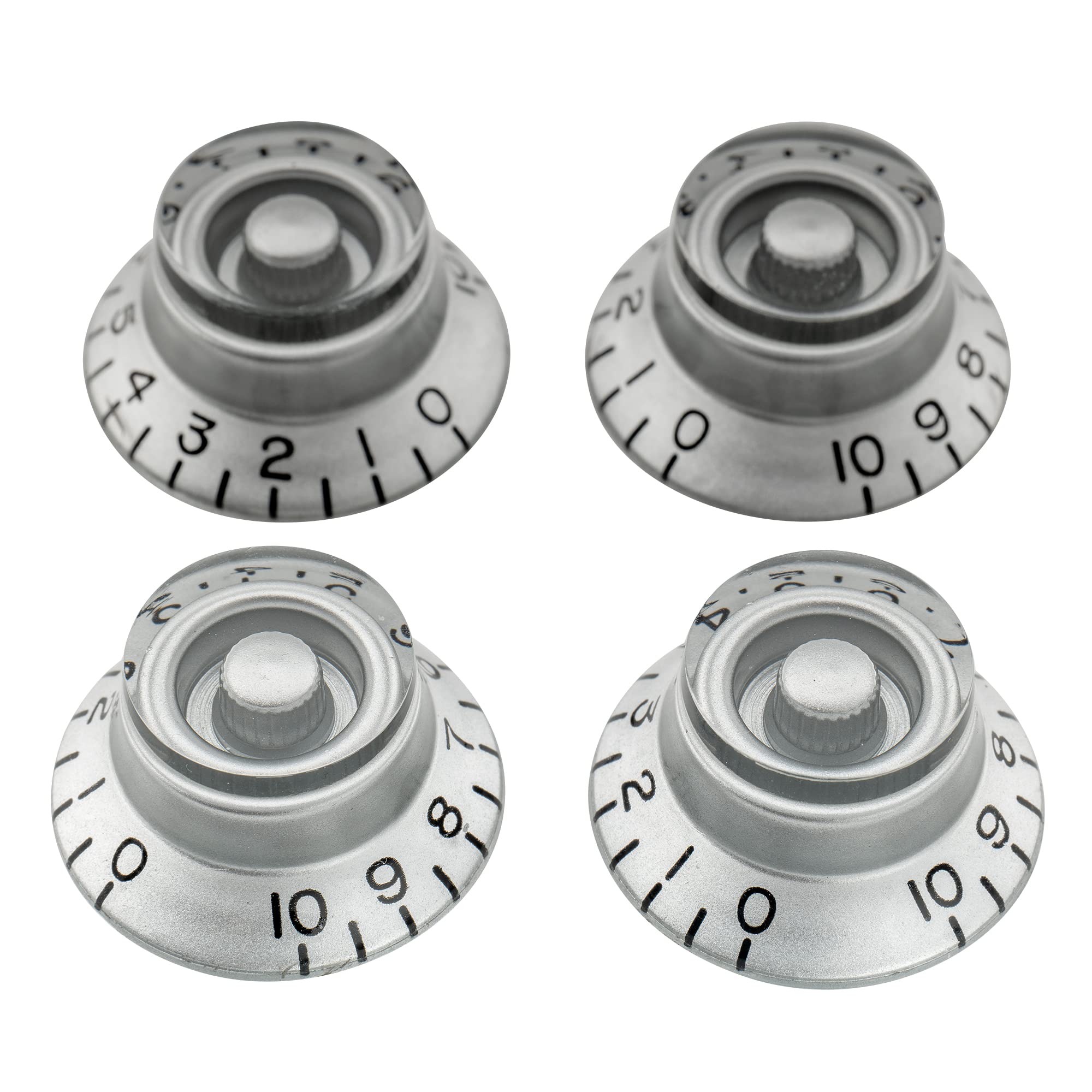 Musiclily Pro Left Handed Imperial Inch Size Guitar Bell Top Hat Knobs for USA Made Les Paul Style,Silver (Set of 4)