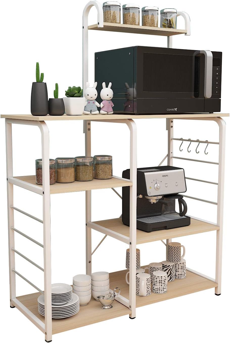 SDHYL Microwave Oven Rack Kitchen Baker's Rack Storage Cart for Kitchen, Millennium Oak, S7-WK-172-MO-US: Kitchen & Dining