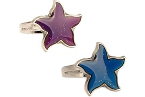 Carykon 2 Piece Starfish Mood Ring Retro Style Adjustable Ring Suitable For Couples and Friends Size Suitable For Everyone