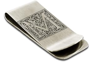 FlameReflection Stainless Steel Money Clip For Men Dad Boy Friend Father Floral Initial Letter Box Monogram Wallet Cash Card Holder