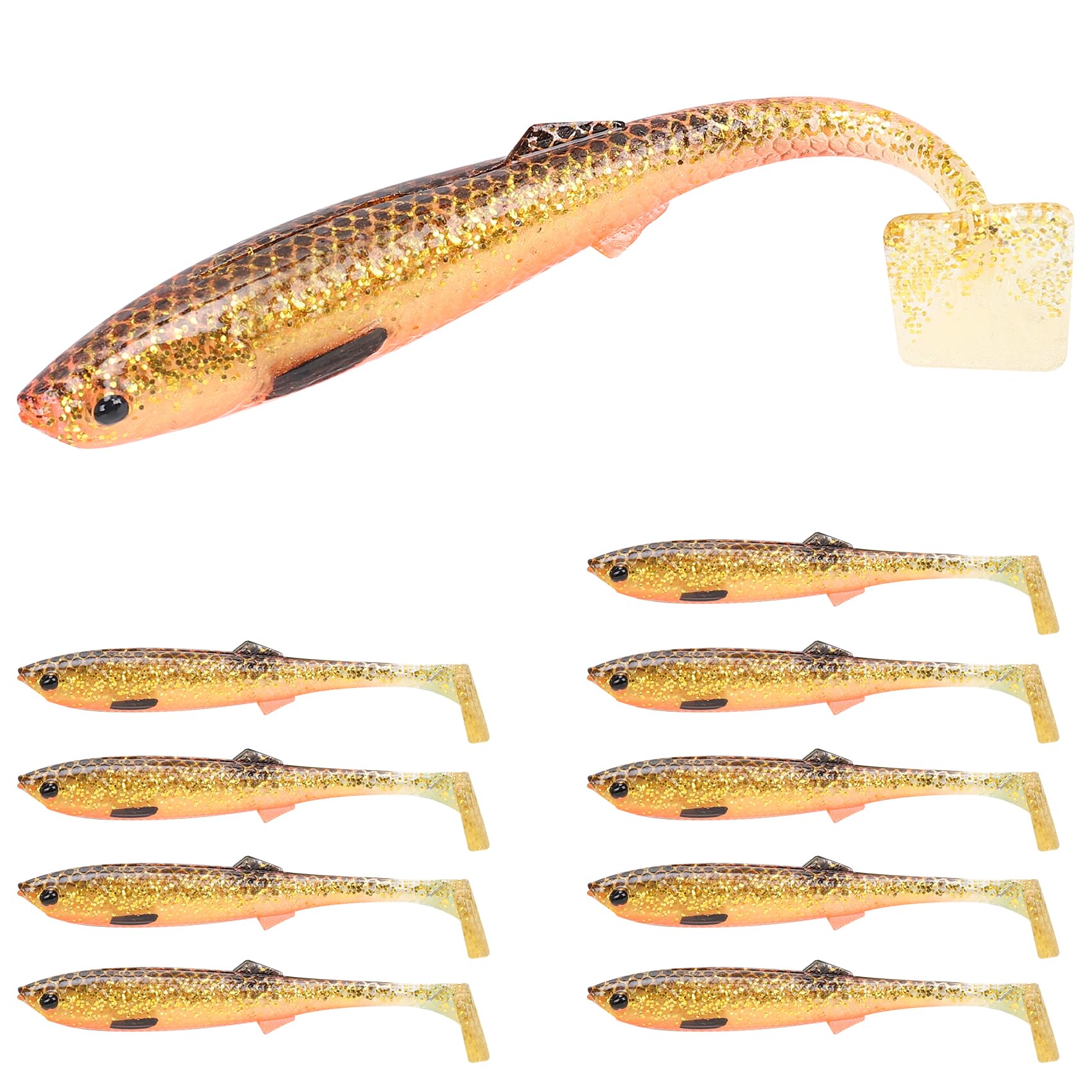 TRUSCEND Easy Catch Pre-Rigged Squid Lures, Unique Vibrating Swim Action and Trembly Sinking Move for More Bites, Amazing Swimbait for Family Fishing, Fishing Lures for Bass Trout Crappie Walleye