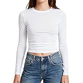 janzu Long Sleeve T Shirts Crop Tops for Women Trendy Casual Slim Fit Fall Basic Tops Must Have Clothes Going Out Outfits