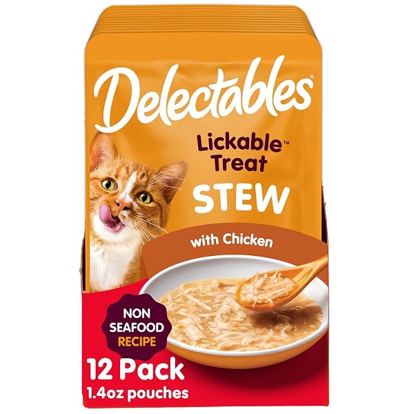 DELECTABLES NON-SEAFOOD STEW LICKABLE WET CAT TREATS, CHICKEN, 1.4 OZ (PACK OF 12)
