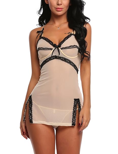 Avidlove Sexy Damen Lingerie Negligee Dessous Set Babydoll Nachtwäsche Nachthemd Spitze Chemises Teddy transparent Mini Nacht