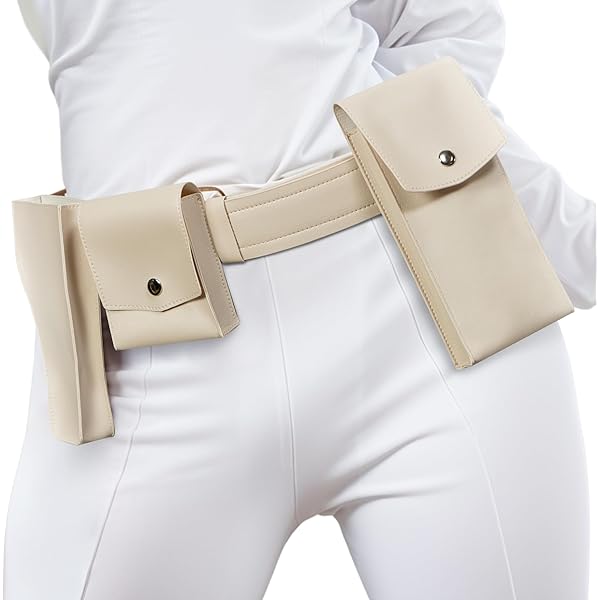 Adjustable Belt With Pockets Holster For Womens Women Cream Cosplay Halloween Costume Warrior White