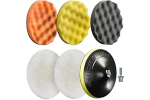 TOOVEM A FAMILY OF MANUFACTURERS TOOVEM 7 Inch Buffing and Polishing Pad Kit, 5PCS 178mm Face for 7 Inch Backing Plate Compound Sponge and Wool Buffing Pads Cutting Buffing Pad Kit for Car Buffer Polisher, Polishing and Waxing