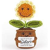 Soobeeke Sister Gifts from Sister – Emotional Support Crochet Sunflower Gifts for Sisters with “Side by Side or Miles Apart” Card – Soul Sisters Birthday, Graduation, Long Distance Gift