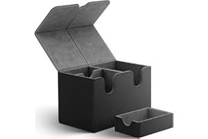 Kitoyz Card Deck Box for Commander Deck, Double Deck Box With Dice Tray Holds 200+ Sleeved Trading Cards, Card Case Storage Box Fits for Game Cards