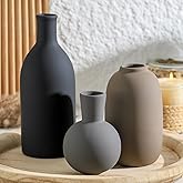 Ceramic Vase Set of 3, Rustic Farmhouse Vases Home Decor Pottery Pampas Vase Decoration Modern Neutral Flowers Vases for Room Decor, Entryway, Living Room, Table, Kitchen, Bedroom - Multicolor