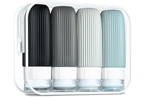 Mrsdry Travel Bottles for Toiletries, Tsa Approved 2oz Travel Bottles, BPA Free Leak Proof Travel Size Toiletry Containers, Refillable Travel Accessories with Toiletry Bag for Shampoo Liquid (4 Pack)