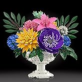 Cogibrix Botanicals Flower Bouquet Building Set - Includes Hydrangeas, Snapdragons, Peonies & More, Artificial Flower Arrangement Toy with Vase, Valentine‘s Day Gift for Girls (1081PCS)
