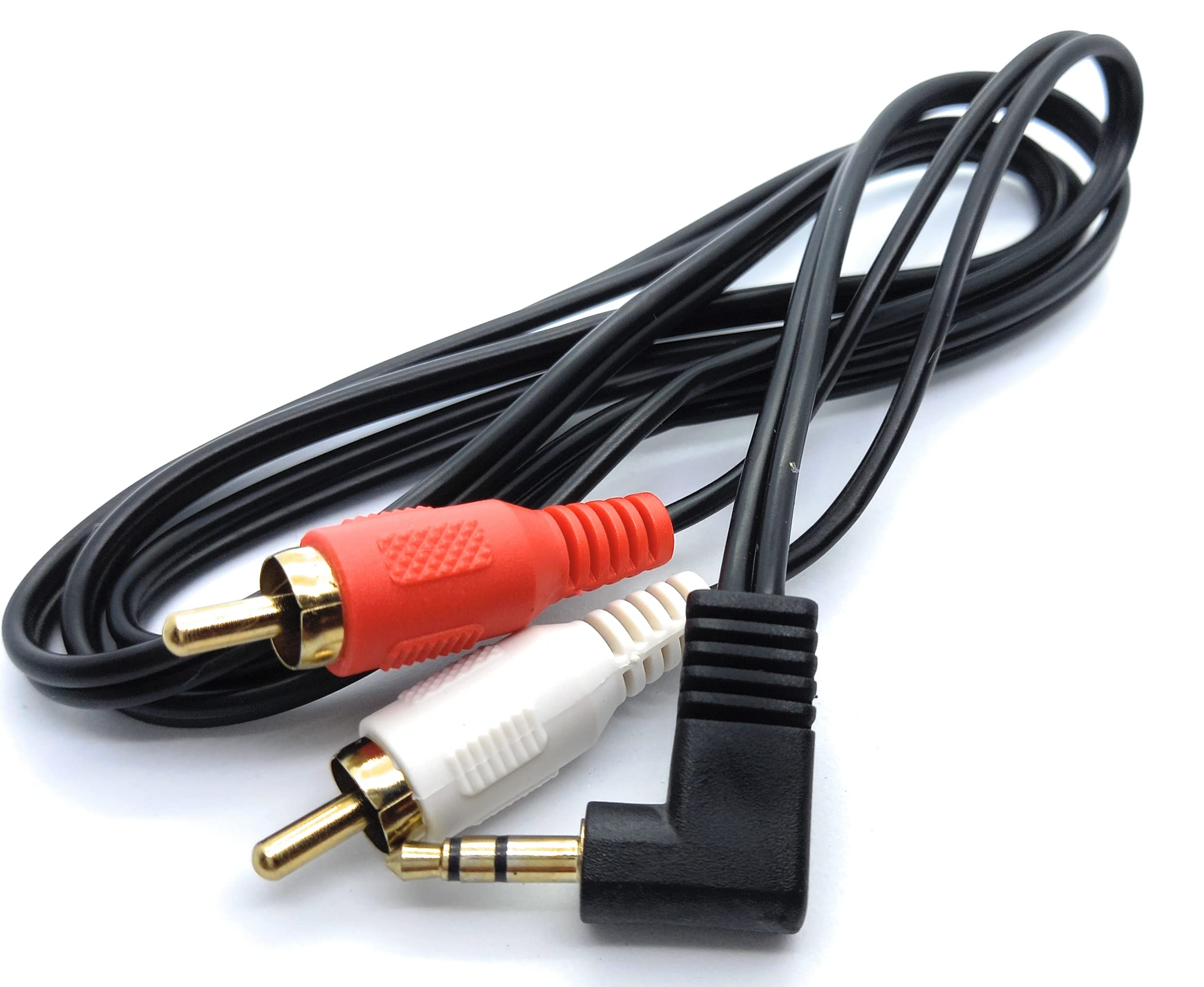 DRUT 1m 3.5mm to RCA Jack Right Angled AUX Stereo Audio Cable Gold Plated Connectors 3.3ft