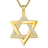 DRINSPER Star of David Necklace for Women Men 925 Sterling Silver Celtic Jewish Star Necklace Pendant Religious Amulet Jewelry Gifts