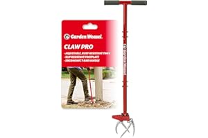 Garden Weasel Claw Pro Garden Tiller and Cultivator Tool – Twist-Action Soil Loosener with Adjustable Carbon Steel Tines, Erg