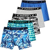 INNERSY Boys Underwear Stretchy Cotton Soft Boxer Briefs for 6-18 Teen Boys 5 Pack