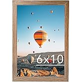 JCJMY 6x10 Picture Frame Rustic Brown for Wall Hanging or Tabletop, Wall Mounting Horizontally or Vertically, 6 x 10 Wall Gallery Poster Photo Frame with Shatter Resistant Plexiglass, Rustic Brown