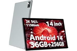 2025 Tablet Newest 14 inch Android 14 Tablets.2000x1200 FHD,36GB+256GB(1TB TF),5G/2.4G DualWiFi, 8-Core 2.0GHz,11580mAh,8+13M