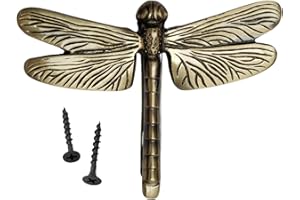REPLICARTZUS Brass Antique Finish Dragonfly Door Knocker – Unique Decorative Front Door Hardware for Wooden House, Garden, Farmhouse – 6" Wide x 4.5" Long Vintage Home Décor Accessory