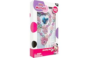 LUV HER Disney Minnie Girls Jewelry Set - Dress up Toy Jewelry Box Sets with Bead Necklace, Bead Bracelet and Ring - Play Accessories - Ages 3+