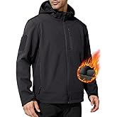 FREE SOLDIER Softshell Jackets for Men Water Resistant Fleece Lined Tactical Hunting Winter Windbreaker with Detachable Hood(Black,2XL)