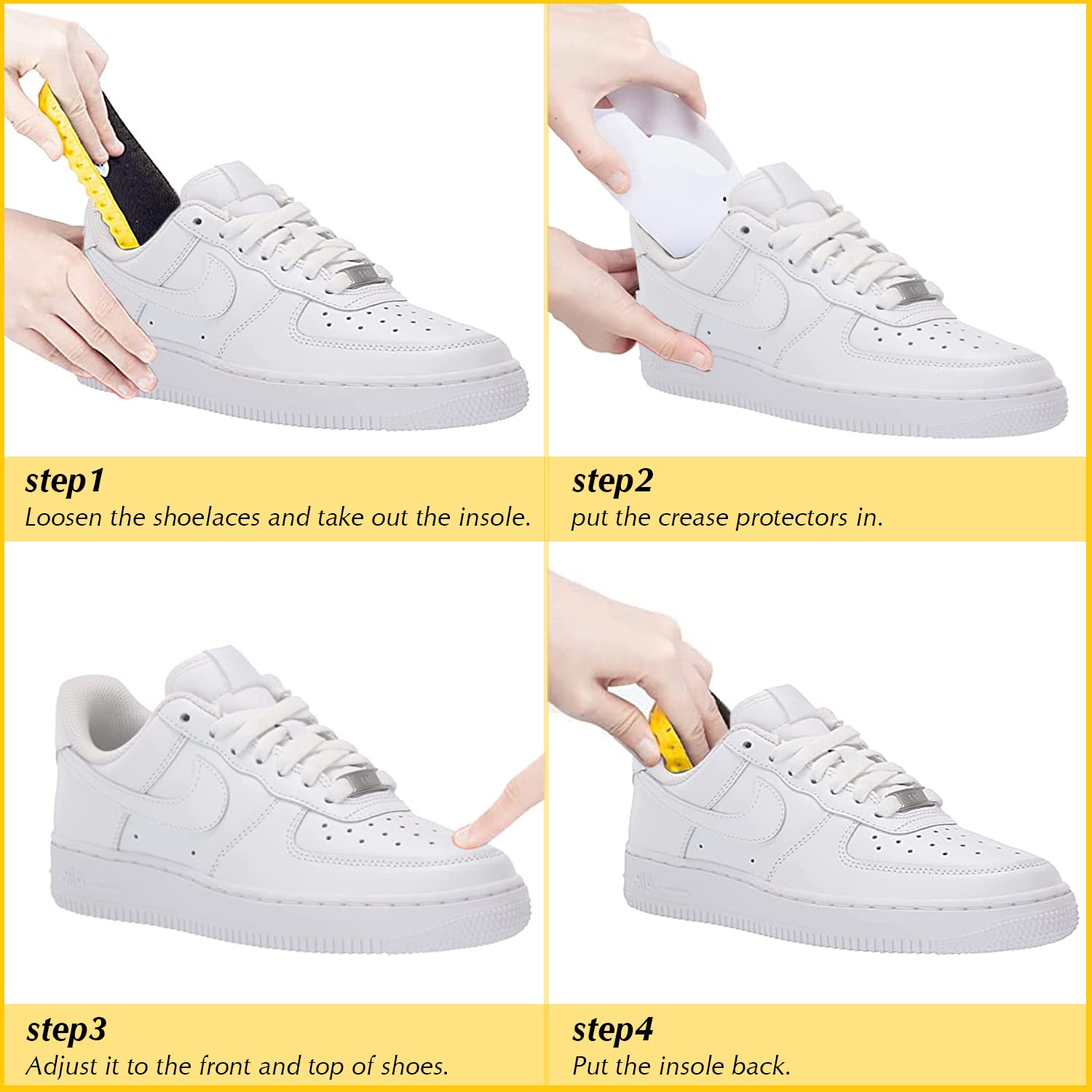 6 Pairs Crease Protector for Sneaker Shoes: AF1/ AJ/Dunks, Anti-Creases Shoe Guard for Men Women Youth Kids, Size 6-10