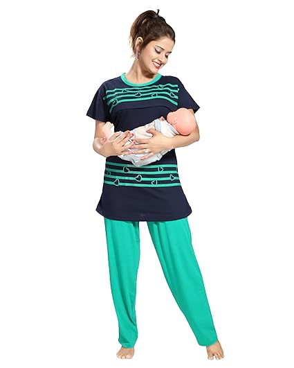 Women's Maternity, Nursing, Feeding, Night Suit - Color Options