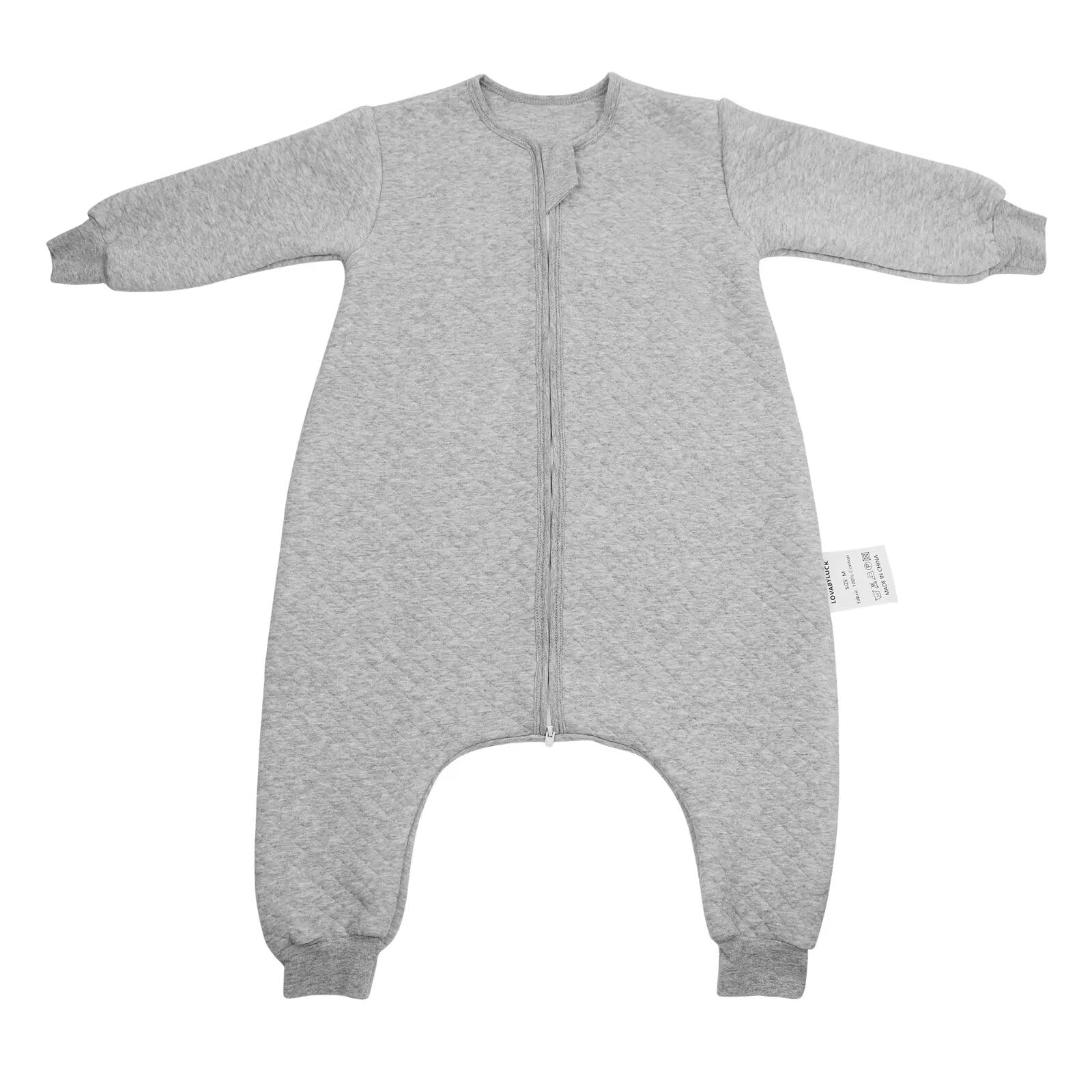 Photo 1 of LOVABYLUCK Cotton Toddler Sleep Sack with Feet, Long Sleeves Baby Wearable Blanket, 3-Way Zipper Baby Sleep Sack for Walkers 2-3T Grey