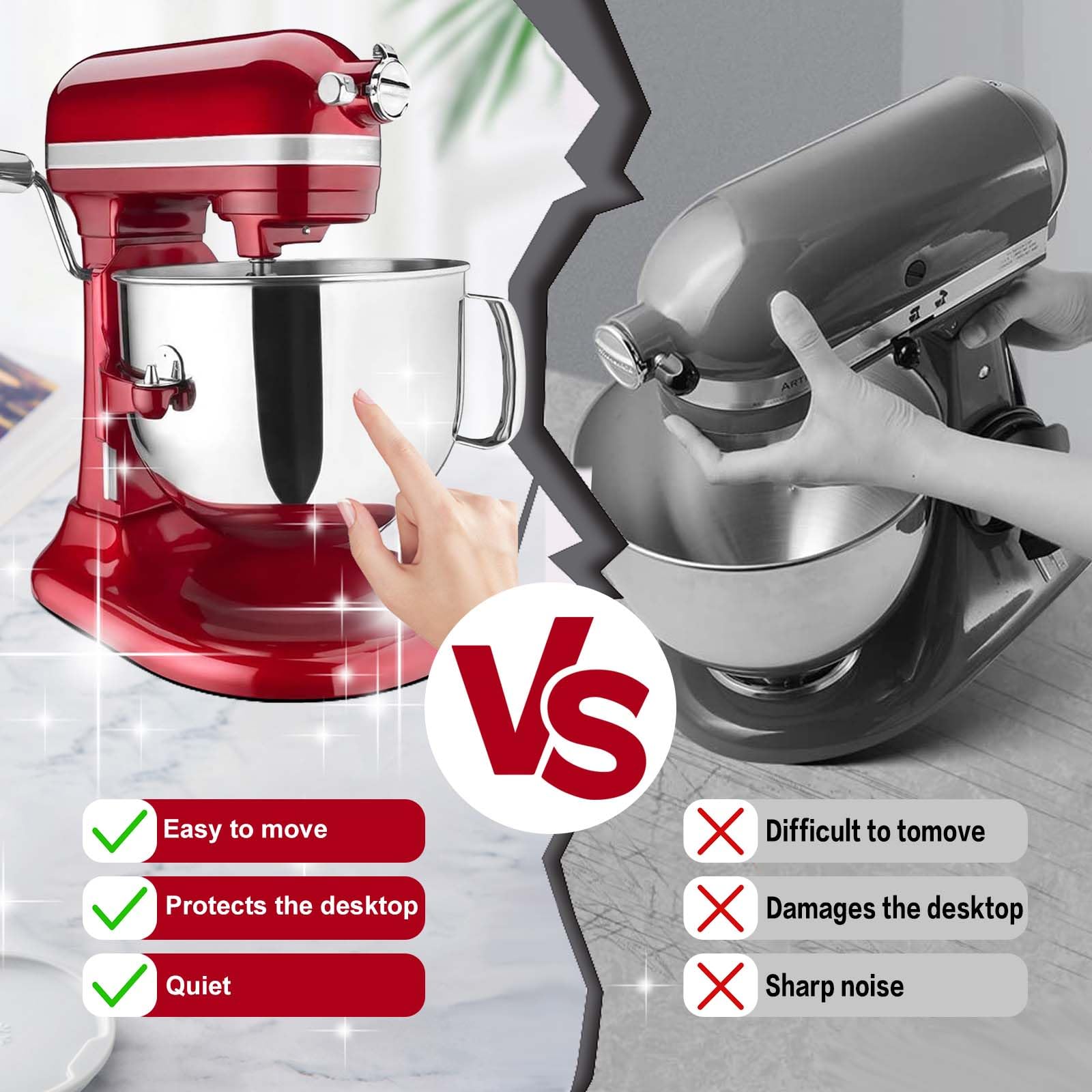 Mixer Sliding Mat for Kitchenaid 6/7/8 Quart Stand Mixer, Slider Mat Compatible with 5-8 Qt Kitchenaid Mixer Accessories