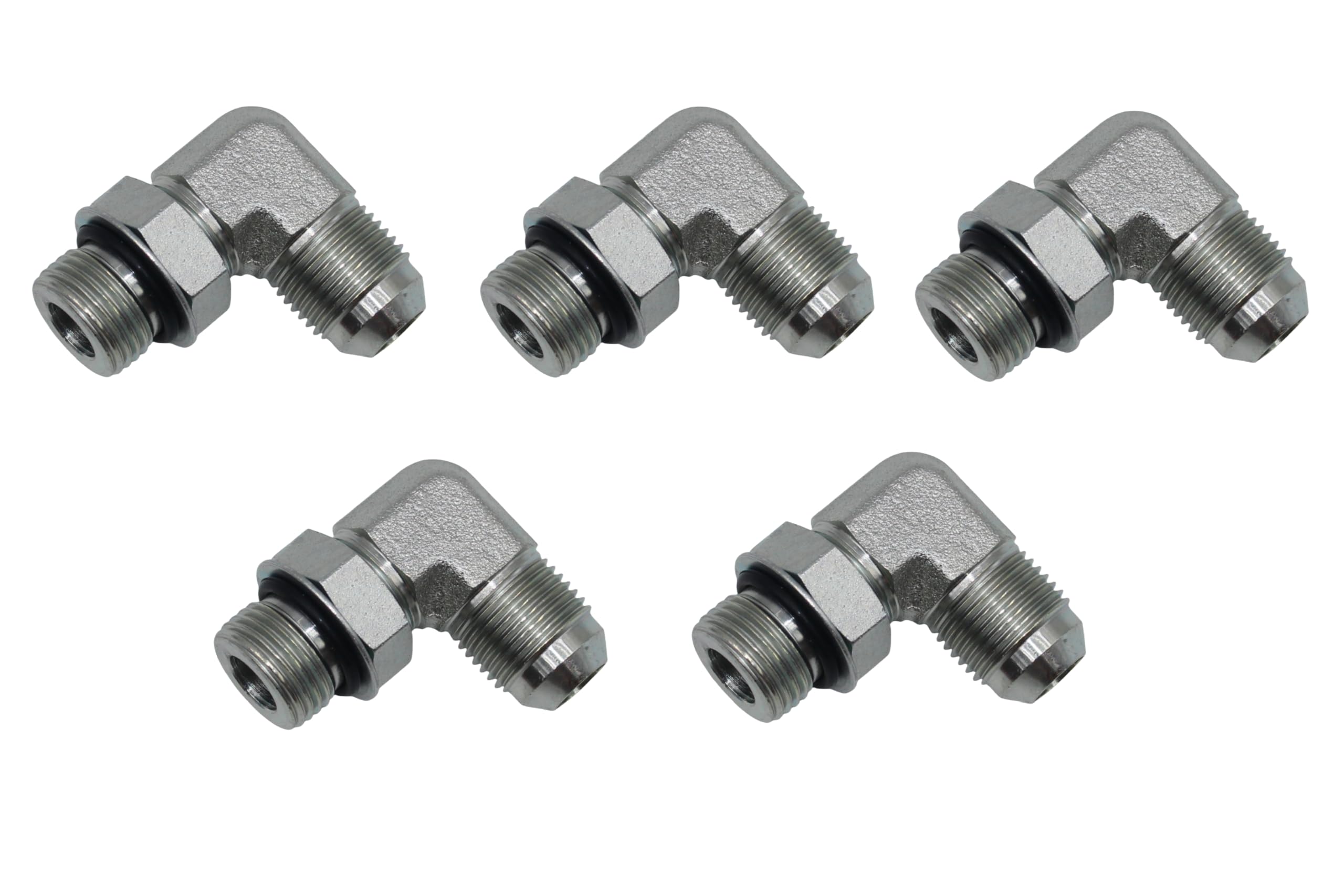 5 PACK 3/8" JIC 37° Male x #6 SAE/ORB Male Corner/Elbow Hydraulic Adapter Fitti…