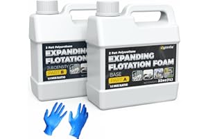 OYCEVILA 2 Quart Kit Marine Flotation Foam with Gloves, 2 Lb Density Polyurethane Expanding Foam for Fence Gap Filling, Reinforcement, Closed Cell Pourable Polyurethane for Boat Flotation, Insulation