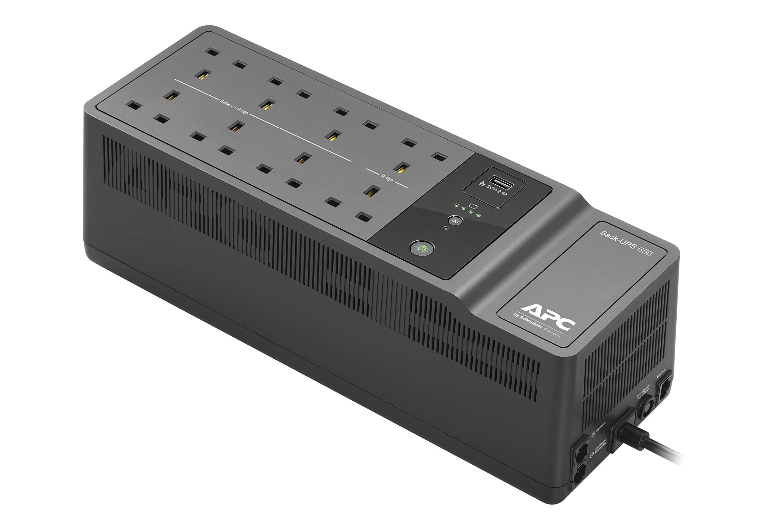 APC BACK-UPS ES - BE650G2-UK - Uninterruptible Power Supply 650VA (8 Outlets, Surge Protected, 1 USB Charging Port)