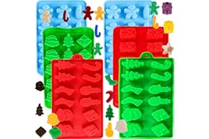 WINERMING Christmas Silicone Molds Christmas Chocolate Mold Candy Molds for Baking Sweet Treats,Cake Xmas Gift Handmade Soap Candles with Shape of Christmas Tree Santa Head for Christmas Party, Home Baking