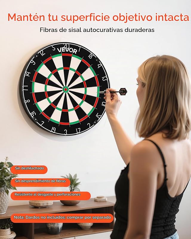 Diana de 450 mm, Profesional, Autorreparadora, Giratorio y Extraíble, de Fibra de Sisal, con Diana sin Grapas, Alambre de Cuchilla y Anillo Giratorio, Ideal para Salas de Juegos en Casa