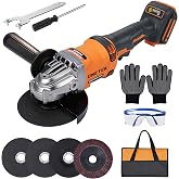Onetek Cordless Angle Grinder 4-1/2 for DeWalt 20V MAX | Brushless Motor 8000 RPM Variable Speed, Compatible with DeWalt 20V MAX Battery System, Metal Cutting &amp; Welding Prep
