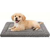 Dog Bed Crate Mat, Soft Durable Washable Anti-Slip Kennel Pad for Dogs &amp; Cats, Reversible (Light Gray, S(24"*18"*1.5"))