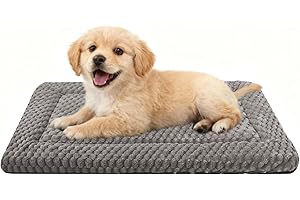 POBOPOBO Dog Bed Crate Mat, Soft Durable Washable Anti-Slip Kennel Pad for Dogs & Cats, Reversible (Light Gray, S(24"*18"*1.5"))